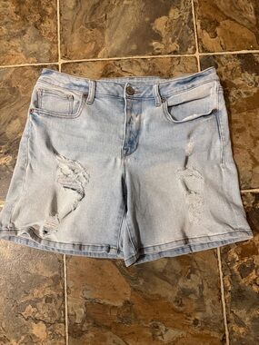Maurices Light Wash Distressed Denim Shorts